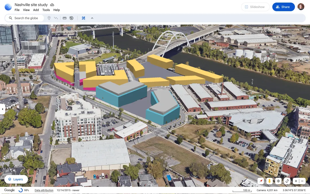 Google Earth urban constraint interface