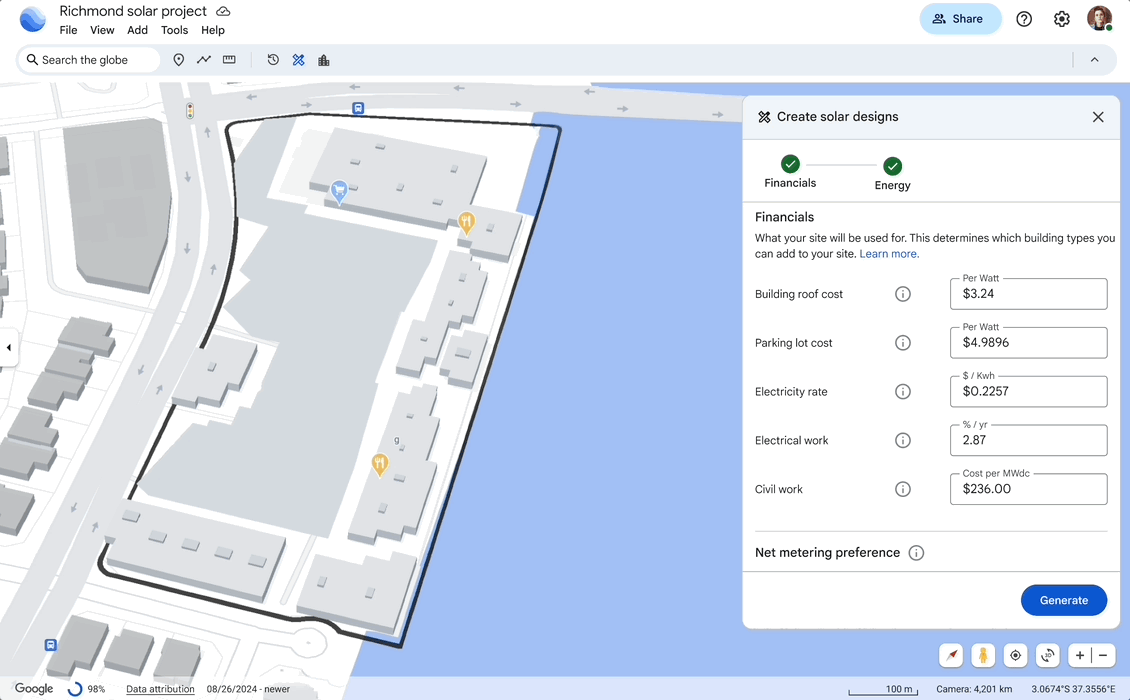 Solar API feasibility modeling