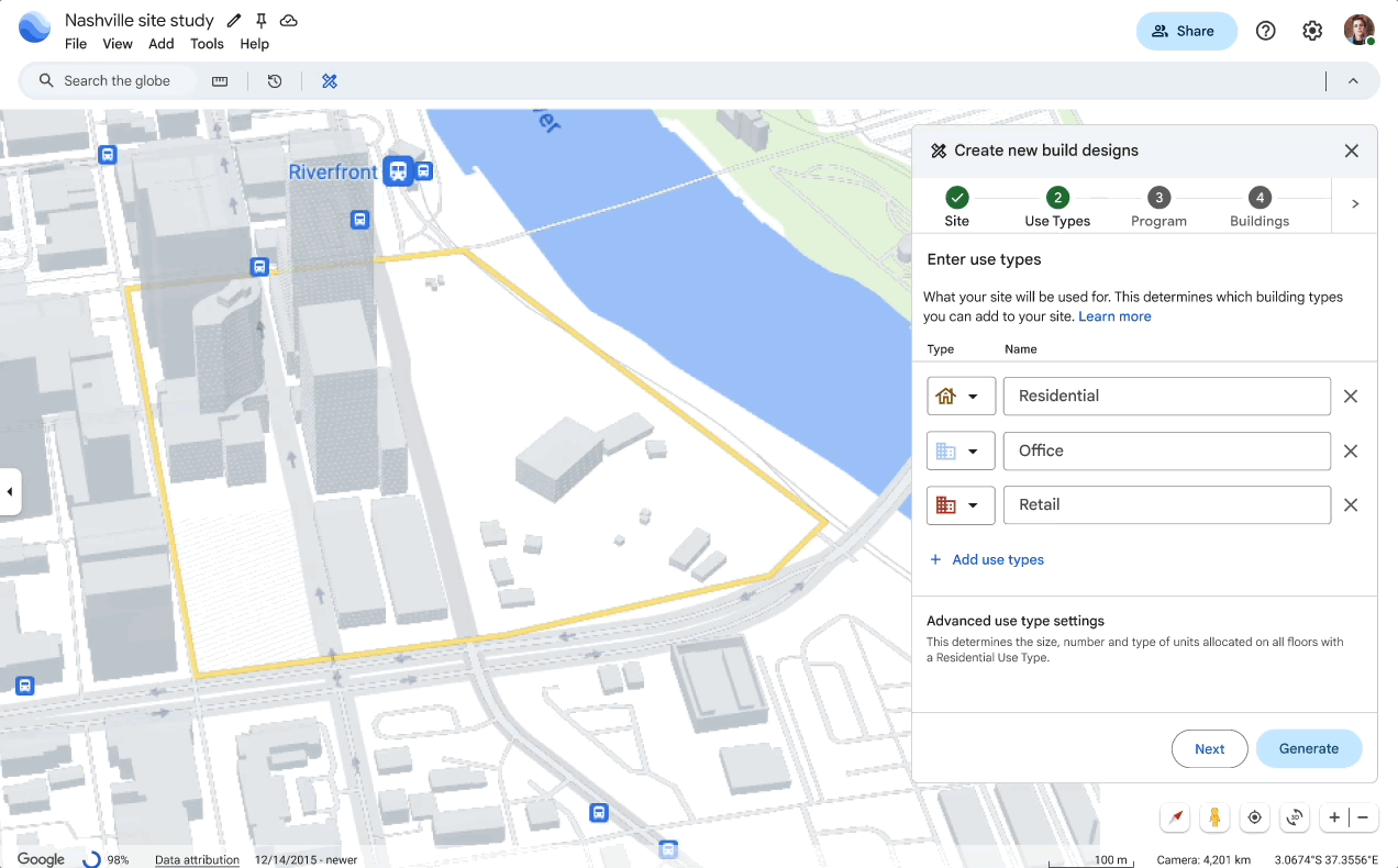 Steerable generative AI within Google Earth