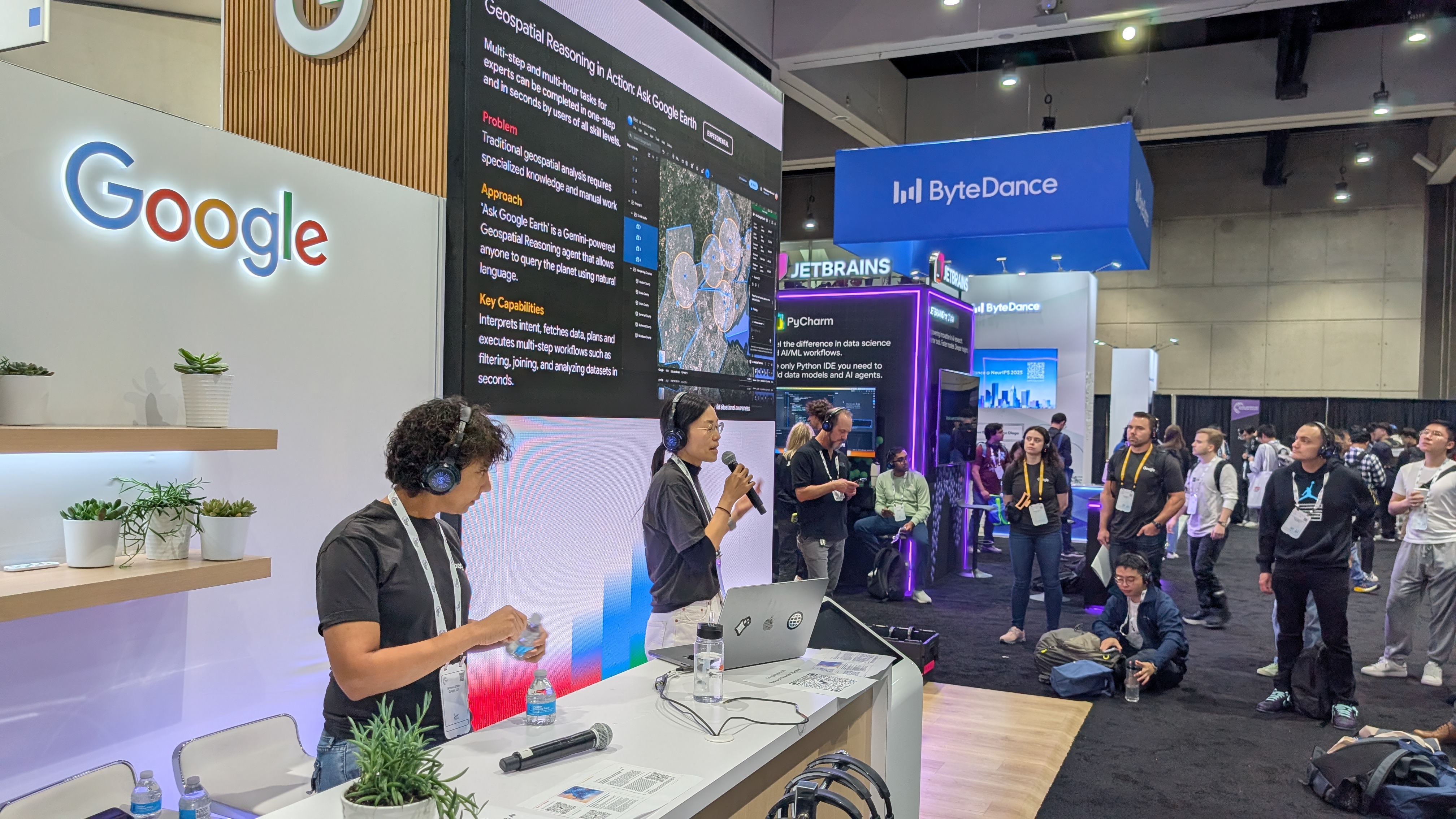 Gia presenting at the NeurIPS Google Research booth