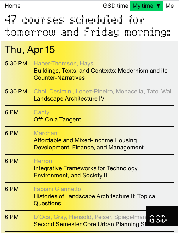 GSD-NOW platform schedule — 47 courses