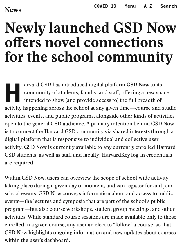 Harvard Gazette coverage of GSD-NOW launch